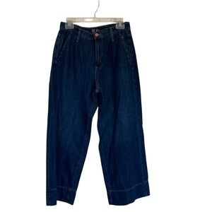 Gap‎ Womens High Rise Wide Leg Pleated Trouser Jean Size 6/28R Dark Wash